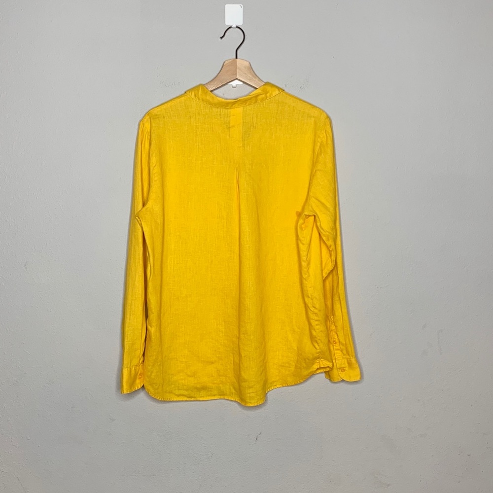 BODEN yellow linen long sleeve button down shirt - Picture 7 of 8
